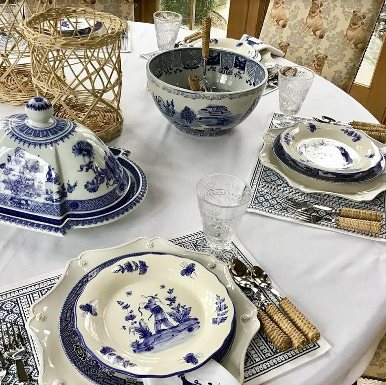 Setting a blue and white table…….