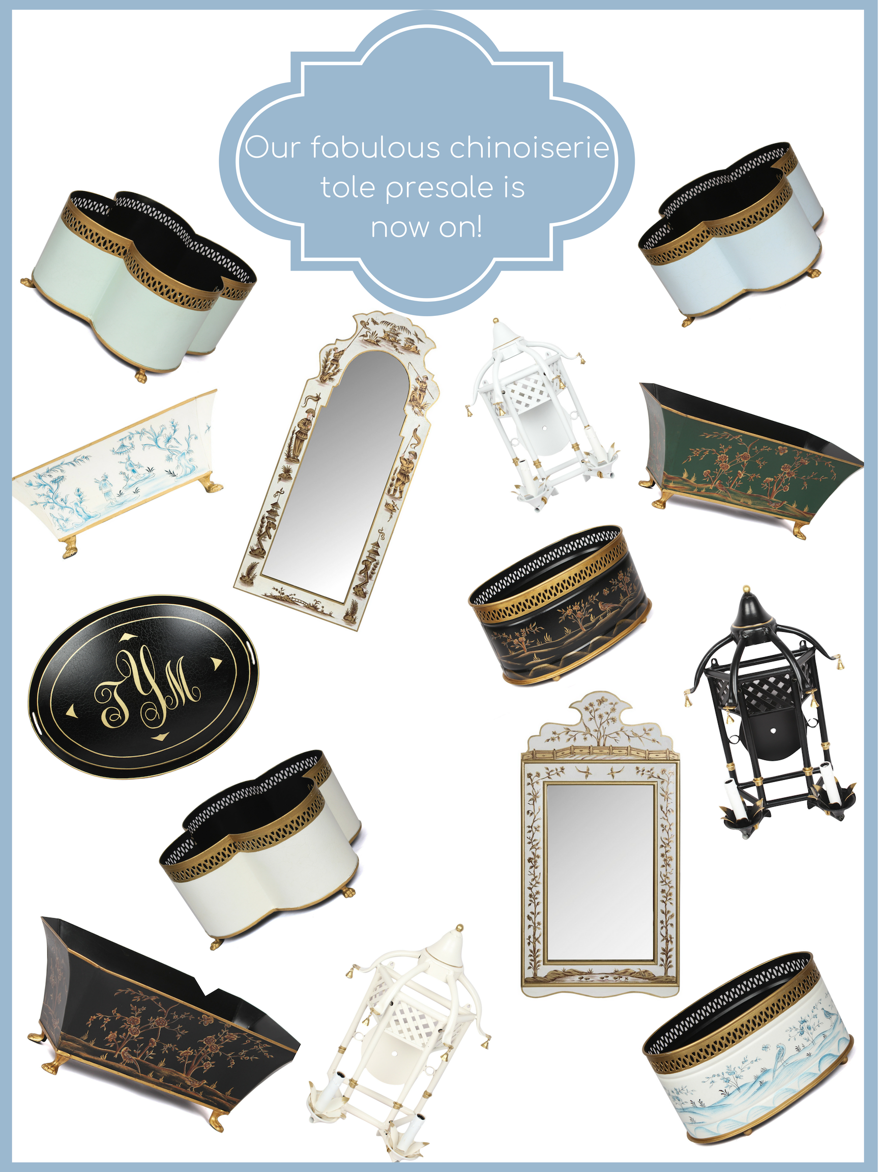 Our chinoiserie tole presale in on and a tole giveaway!