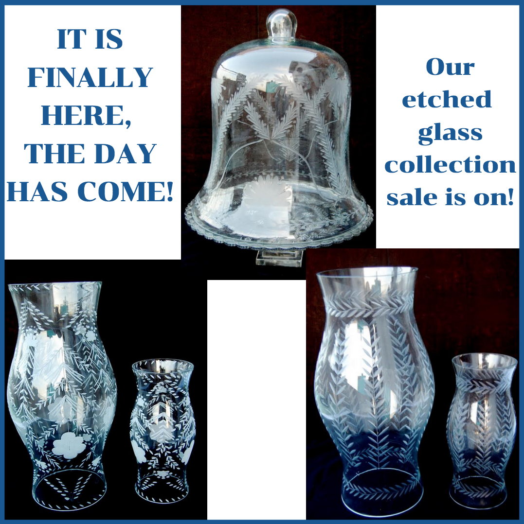 A winner, new etched glass pieces and wicker hurricanes arrival sale plus a giveaway!