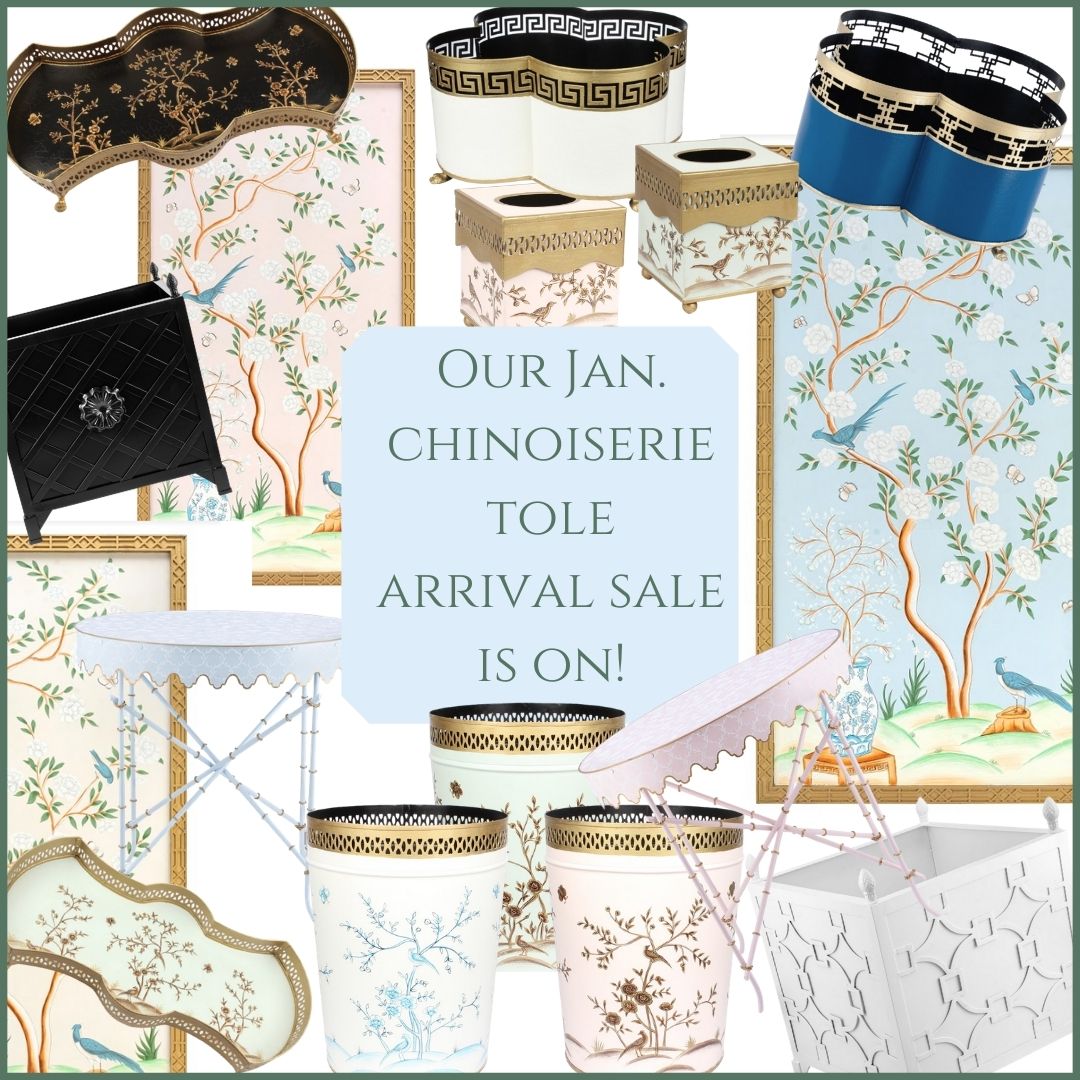 Our January chinoiserie  tole arrival sale is on!