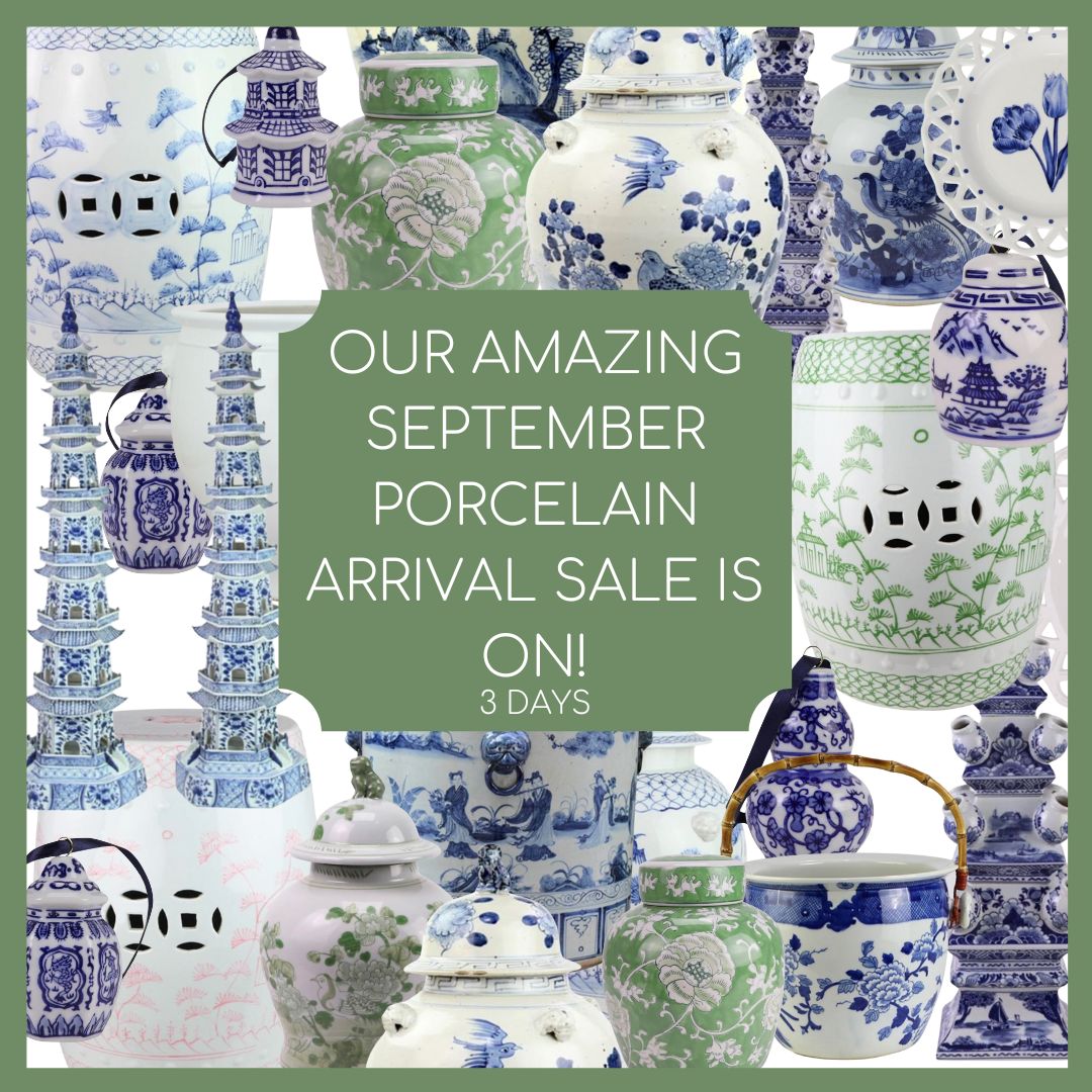 Our iconic Sept. Porcelain arrival sale is on plus a great giveaway!!