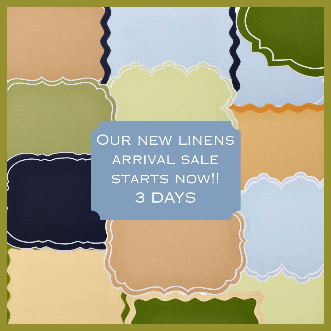 Our new linens arrival sale starts now for 3 days!